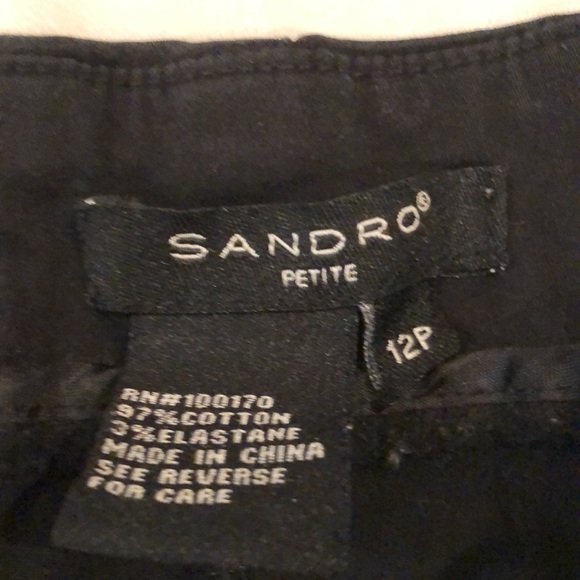 Sandro Petite Black Front Button Cotton Blend Pants Size 12P - Picture 3 of 5
